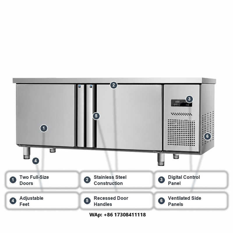 Commercial Kitchen Worktops - Stainless Steel Worktop Refrigerated Cabinet 2