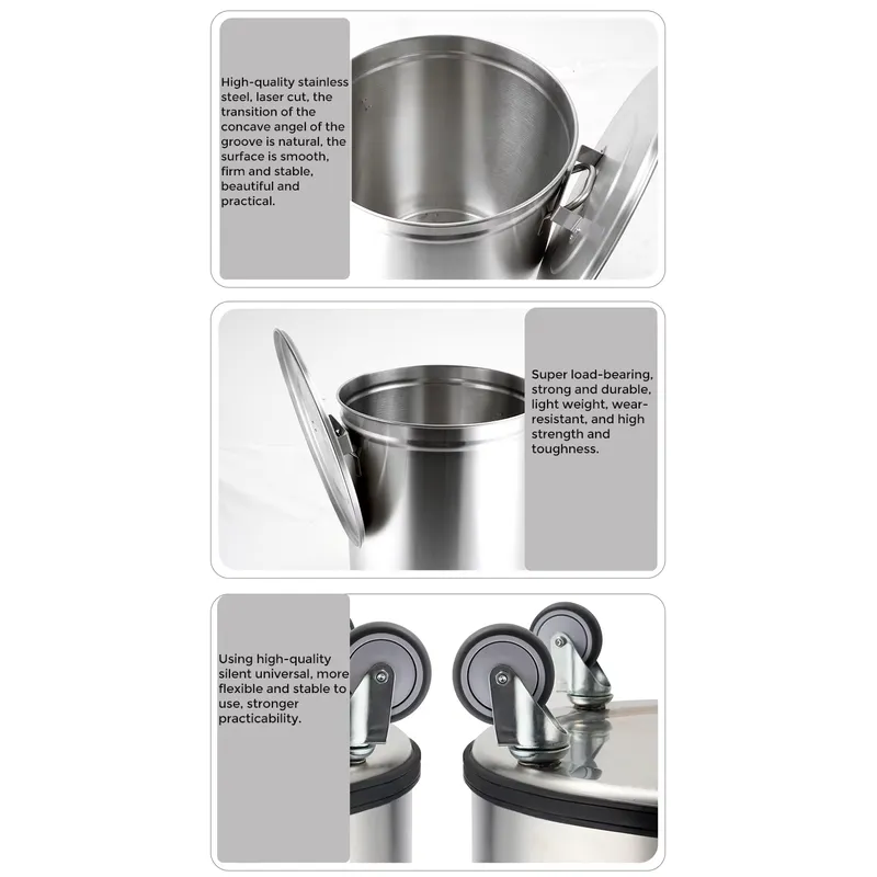 50L 100L Stainless Steel Trash - Commercial Kitchen Garbage Can review and price