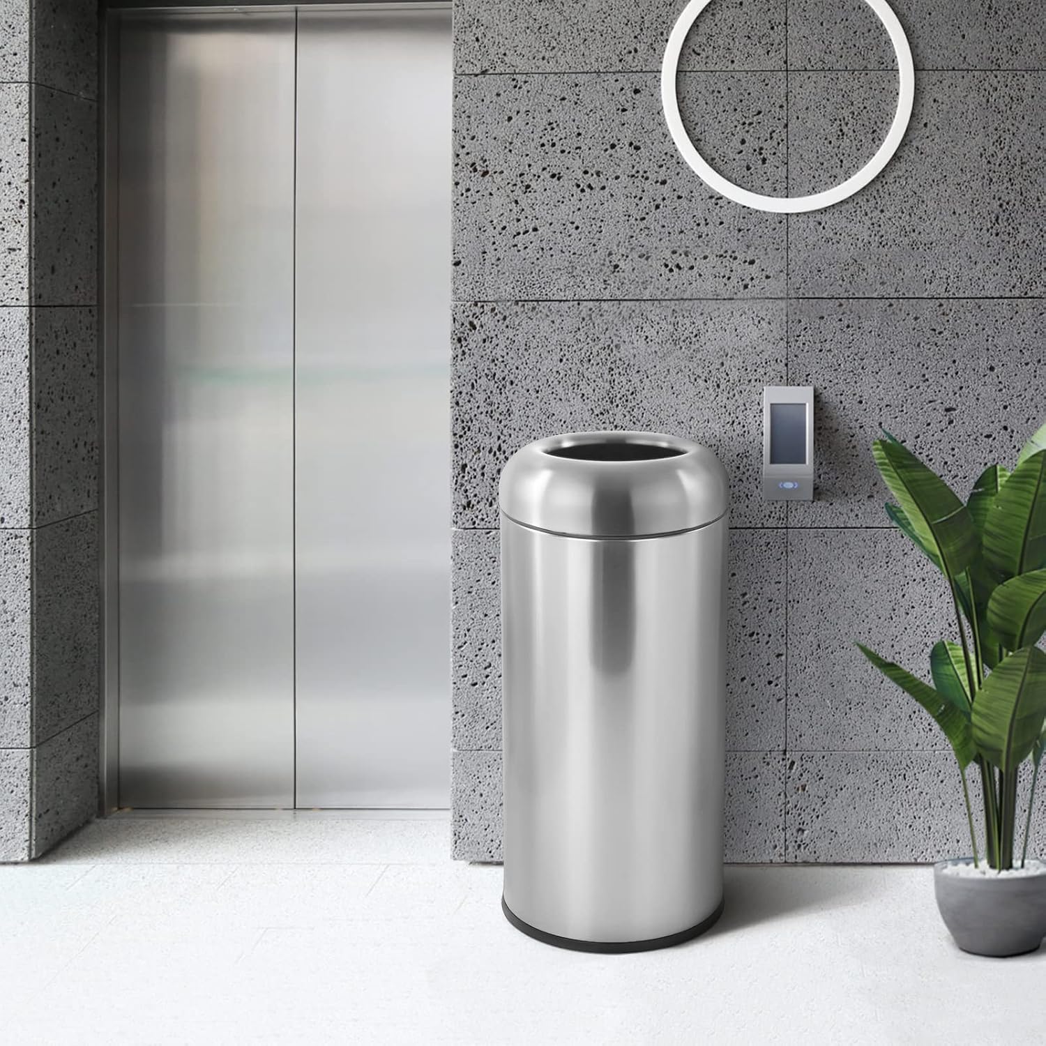 Large Stainless Steel Open‑Top - Commercial Kitchen Garbage Can review and price