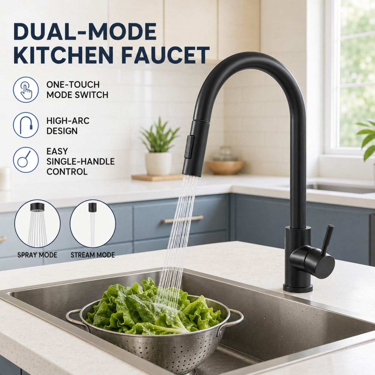 Black Kitchen Faucet Two Funct - Commercial Kitchen Faucets review and price