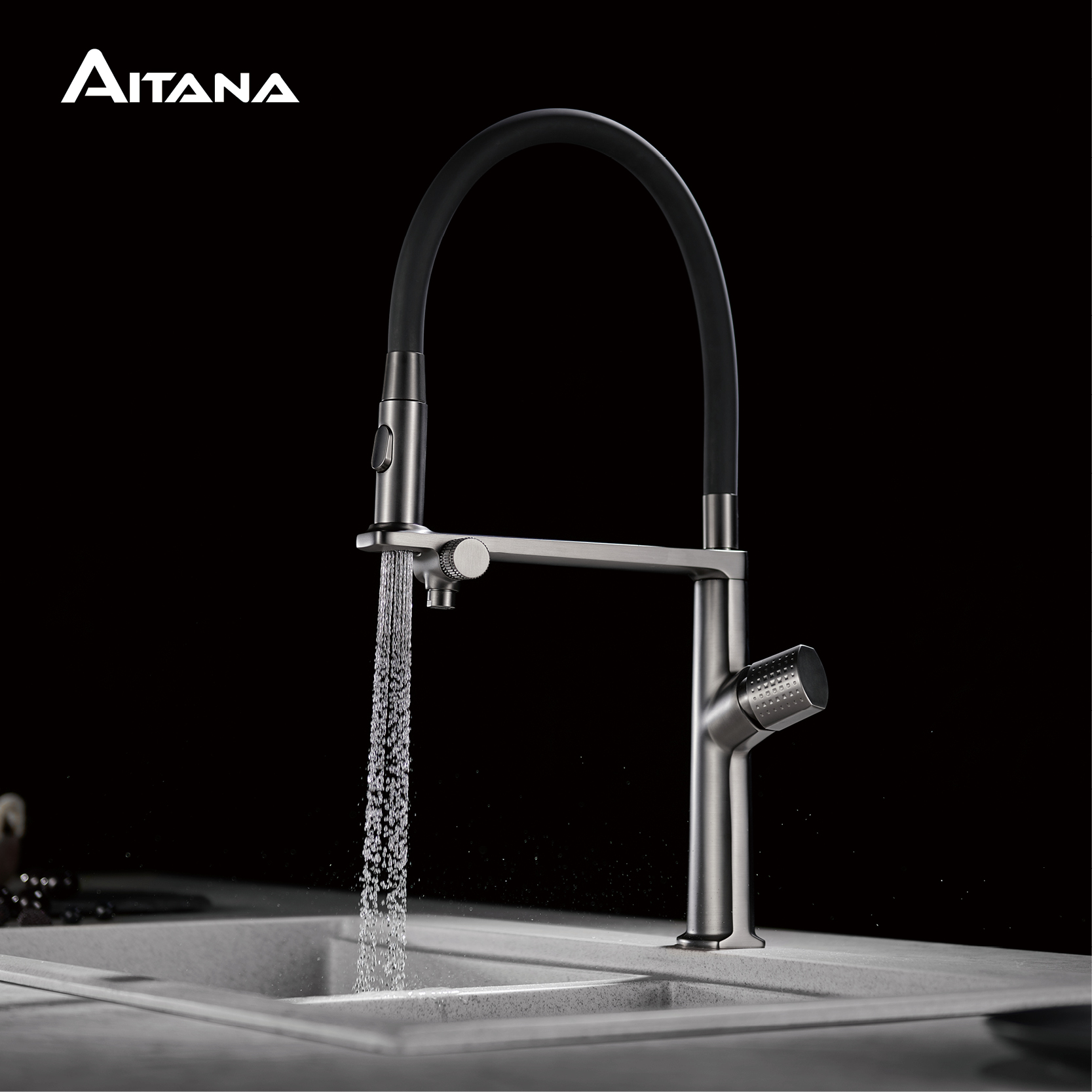 Luxury Gun Gray Brass Kitchen  - Commercial Kitchen Faucets review and price